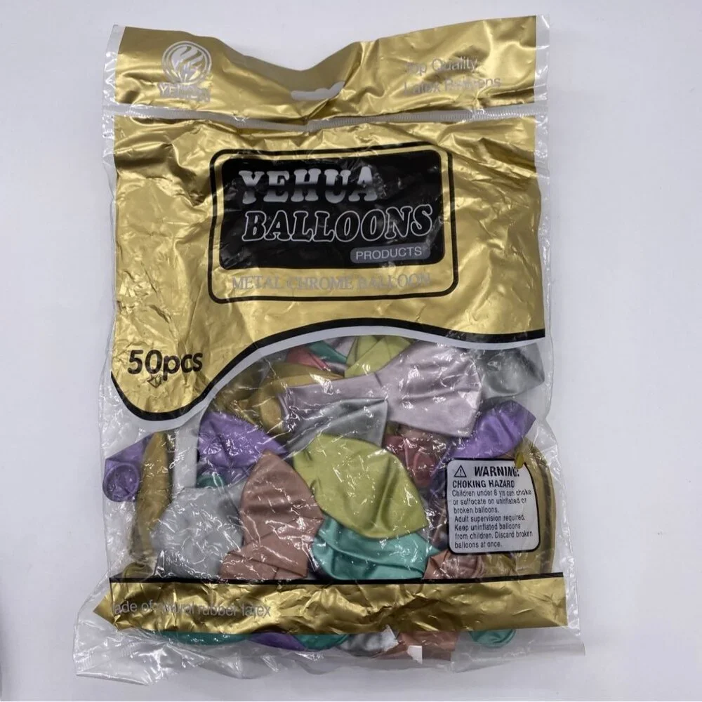Yehua Balloons Metal Chrome 50 Pcs‎ 2 Packs Natural Rubber Latex Durable Party